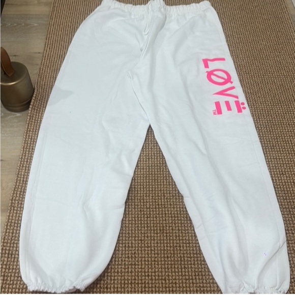 Other - White LØVË Joggers with Pink puffy paint and tm.